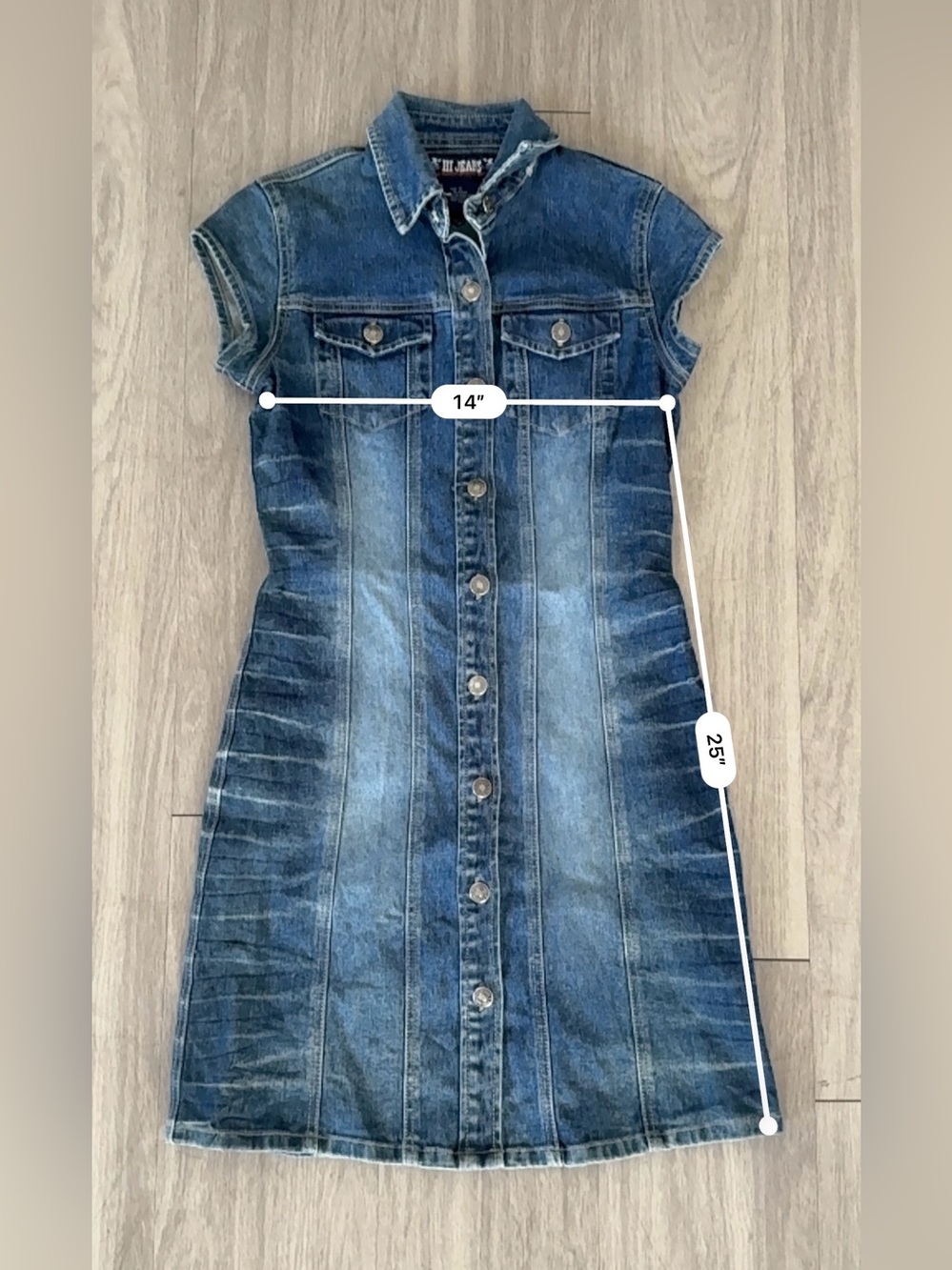 HI Jeans Y2K Denim Button Front Mini Dress Size Small - Picture 3 of 6
